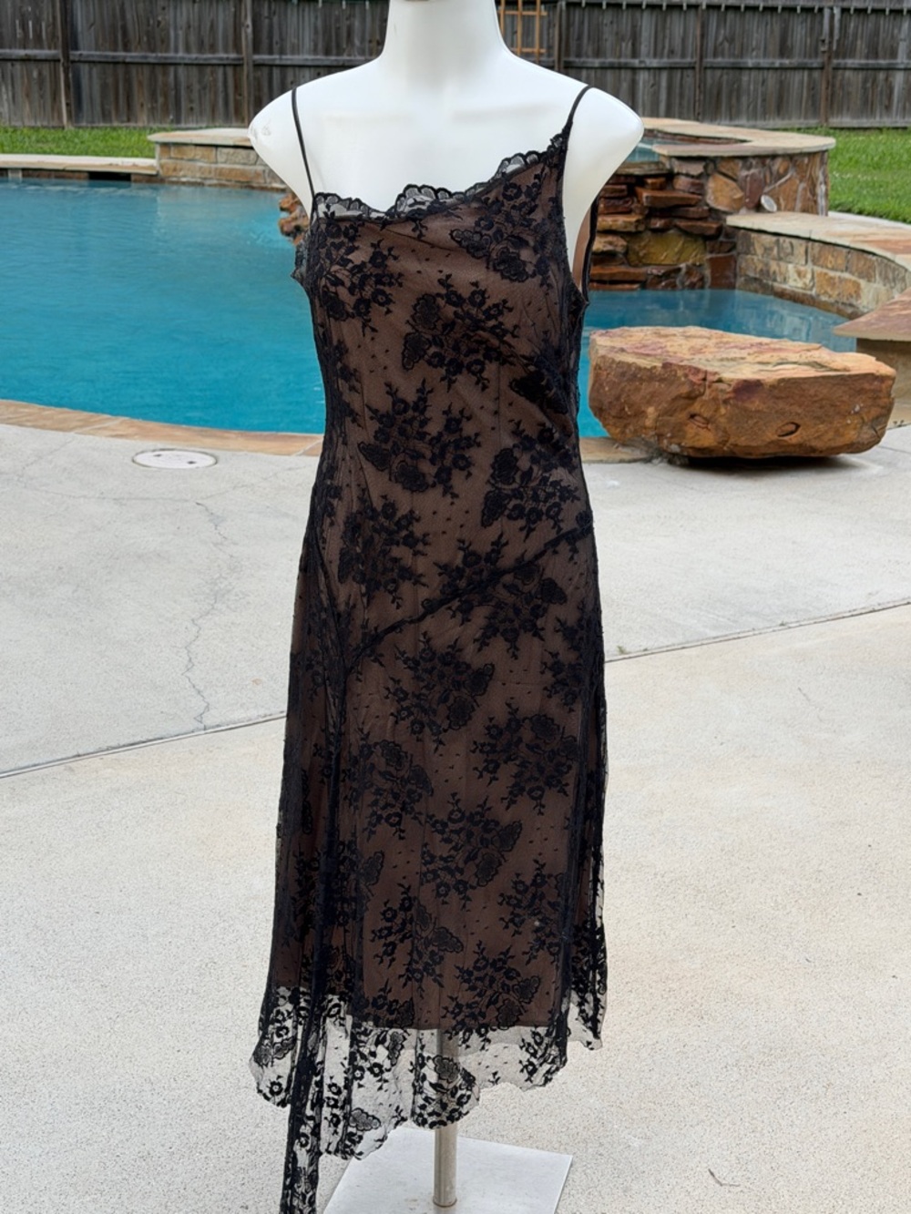 BCBG Maxazaria Sheer Black Lace Slip Dress -small
